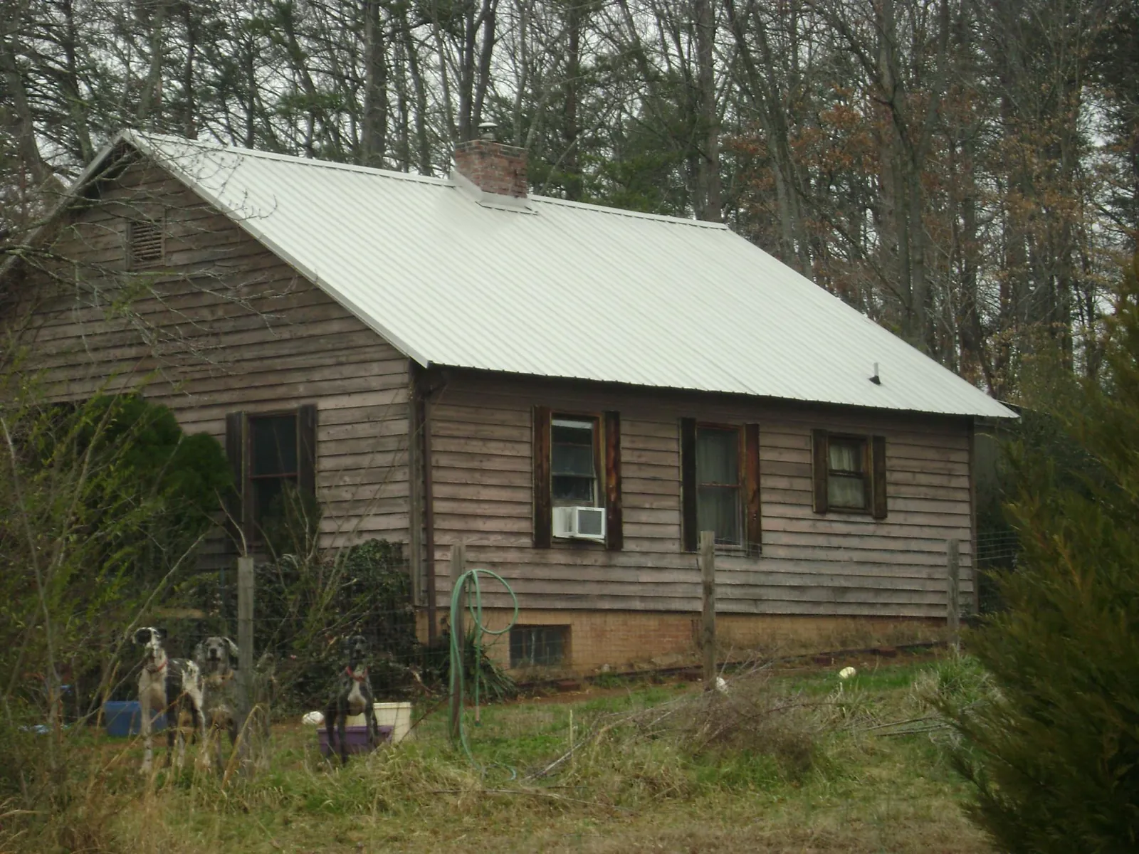 White metal roof on an old wood sided farmhouse, from a Metal Roof Installation job in Dumont